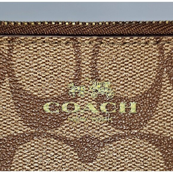 Coach Signature Women's Brown Leather Double Zip Wristlet Wallet 144 - Picture 5 of 12